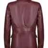 Womens Burgundy Leather Jacket Back