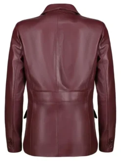 Womens Burgundy Leather Jacket Back