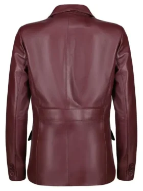 Women's Burgundy Leather Jacket Back