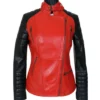 Womens Motorcycle Red And Black Biker Jacket Main