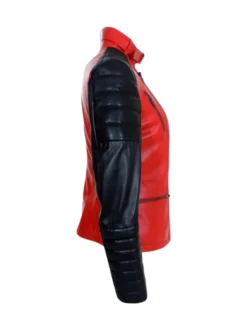 Womens Motorcycle Red And Black Biker Jacket Side