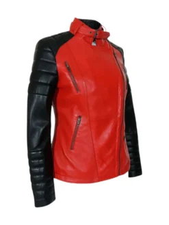 Womens Motorcycle Red And Black Biker Jacket Style