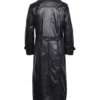 World War 2 Black Leather Double Breasted Trench Coat Back