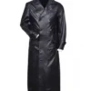 World War 2 Black Leather Double Breasted Trench Coat Main