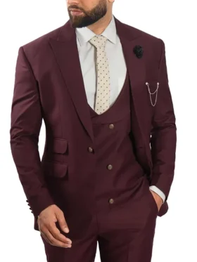 3 Piece Burgundy Suit
