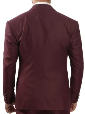 3 Piece Burgundy Suit Back