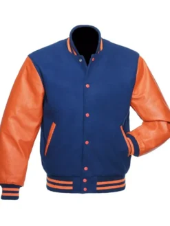 Blue And Orange Varsity Letterman Jacket