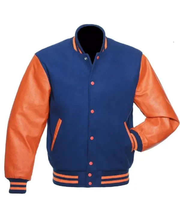 Blue And Orange Varsity Letterman Jacket