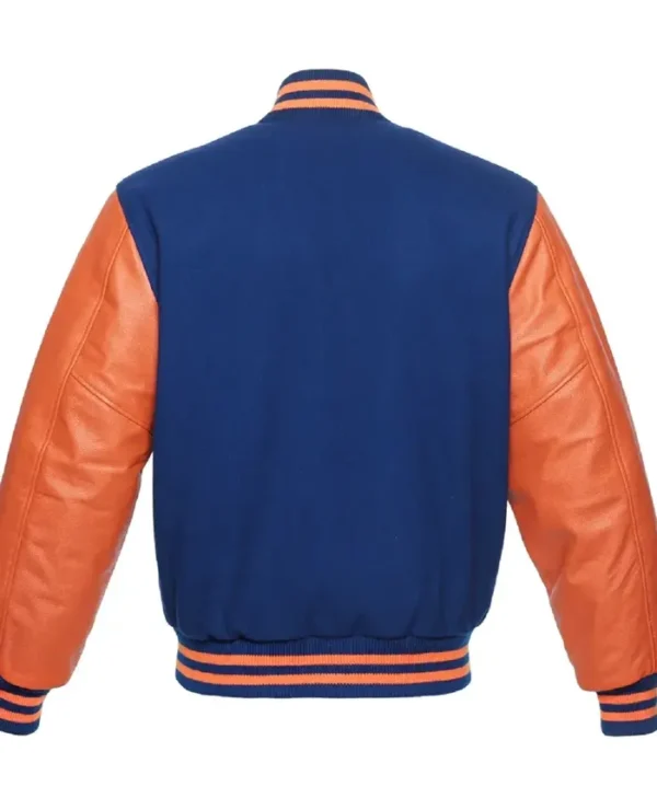 Blue And Orange Varsity Letterman Jacket Back