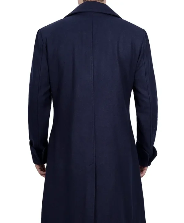 Double Breasted Long Wool Coat Back