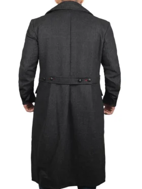 Grey Wool Trench Coat Back
