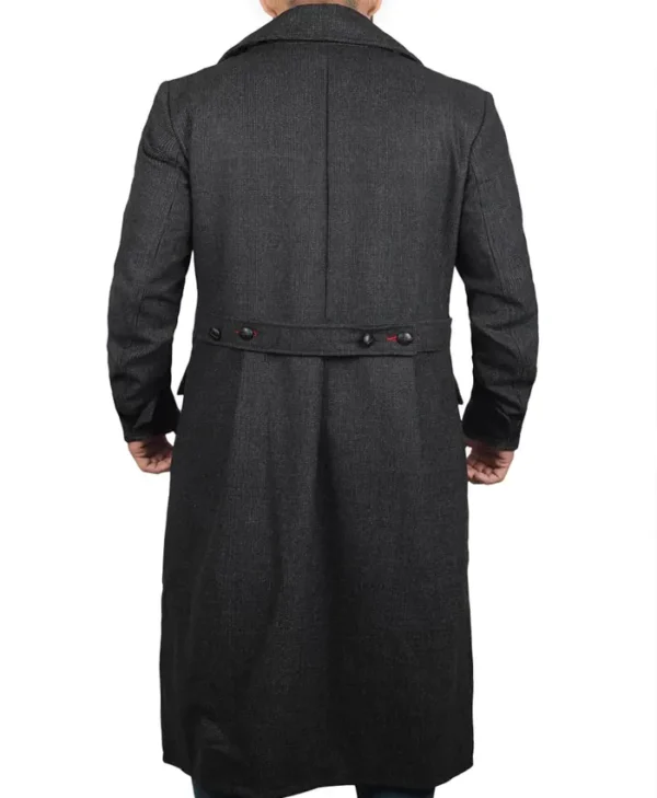Grey Wool Trench Coat Back