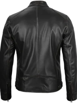 Lambskin Leather Moto Jacket Back