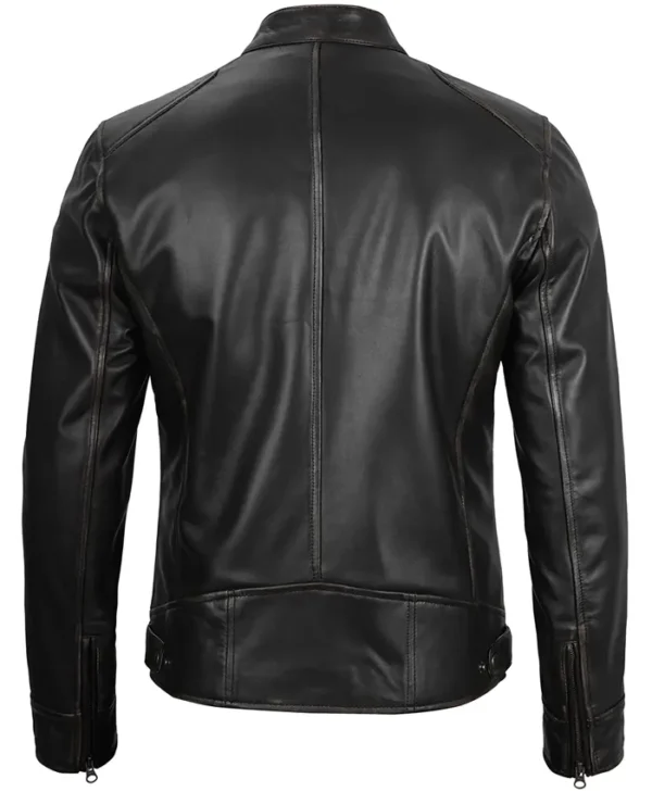 Lambskin Leather Moto Jacket Back