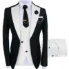 Mens Black And White Suit