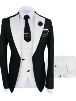 Mens Black And White Suit