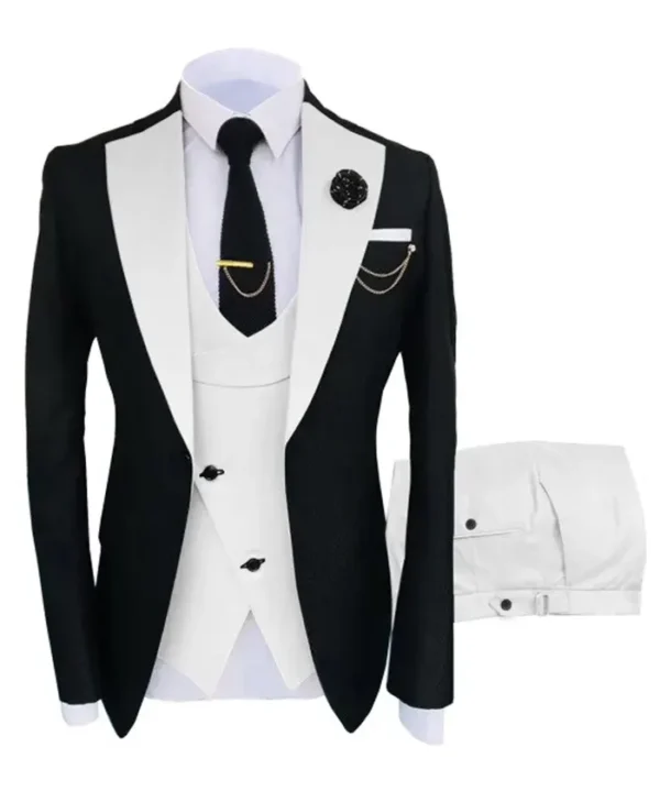 Mens Black And White Suit