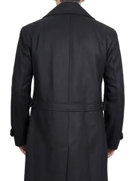 Mens Double Breasted Top Coat Back