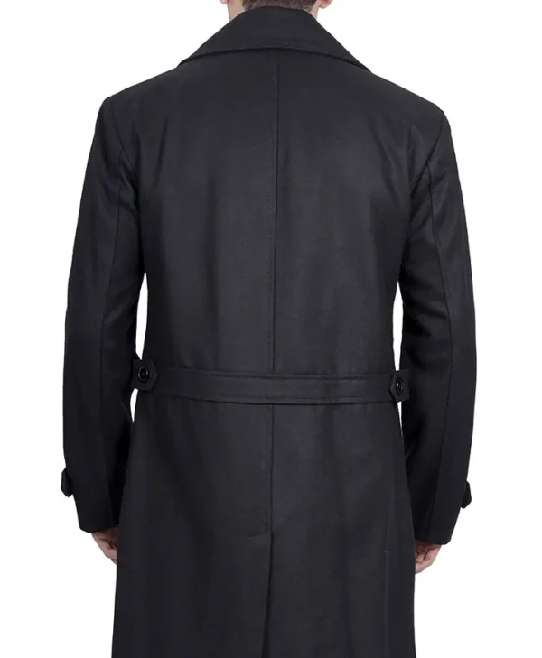 Mens Double Breasted Top Coat Back