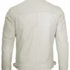 Mens White Leather Motorcycle Jacket Back