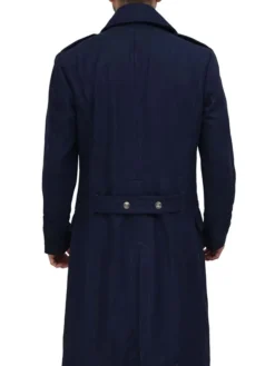 Navy Blue Trench Coat Mens Back