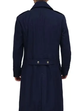 Navy Blue Trench Coat Mens Back
