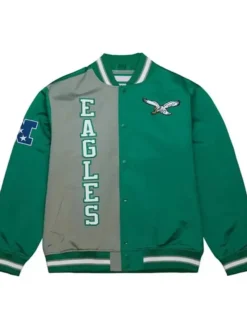 Philadelphia Eagles Mitchell Lightweight Satin Varsity Jacket