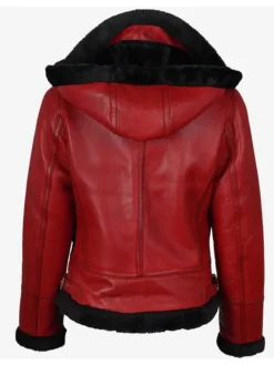 Red Shearling Jacket Back