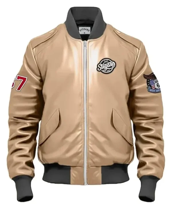 Stegaro Beige Bomber Jacket