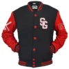 Stegaro Black And Red Letterman Varsity Jacket