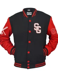 Stegaro Black And Red Letterman Varsity Jacket
