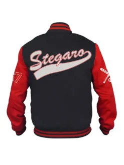Stegaro Black And Red Letterman Varsity Jacket Back