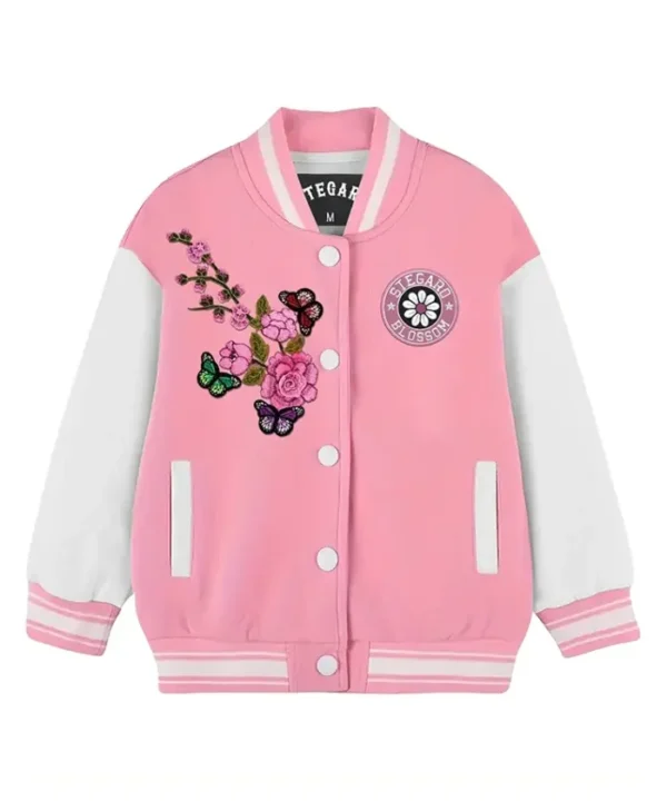 Stegaro Blossom Pink Letterman Varsity Jacket