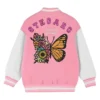 Stegaro Blossom Pink Letterman Varsity Jacket Back