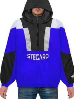 Stegaro Blue And Black Hooded Jacket