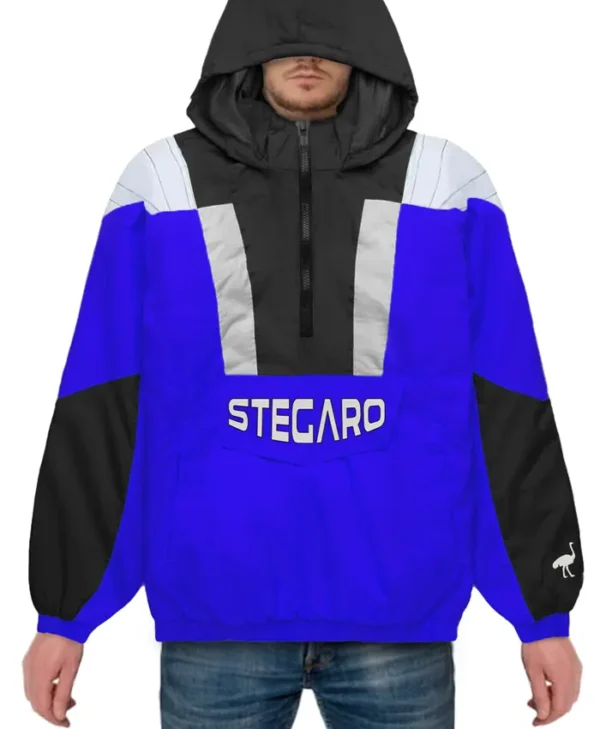 Stegaro Blue And Black Hooded Jacket