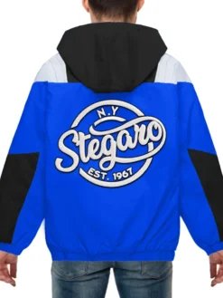 Stegaro Blue And Black Hooded Jacket Back
