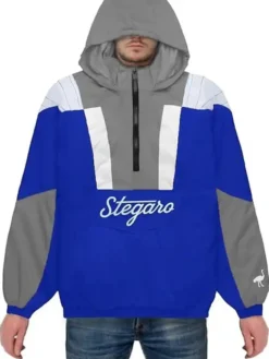 Stegaro Blue And Grey Hooded Jacket
