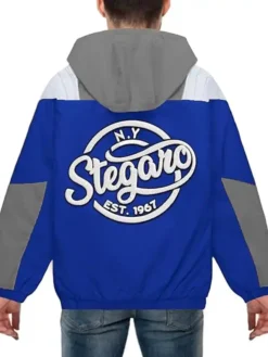 Stegaro Blue And Grey Hooded Jacket Back