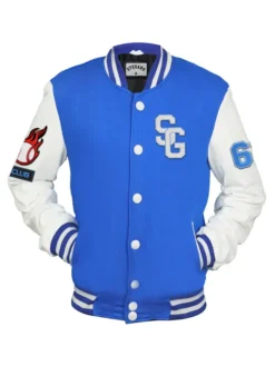Stegaro Blue And White Letterman Varsity Jacket