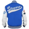 Stegaro Blue And White Letterman Varsity Jacket Back