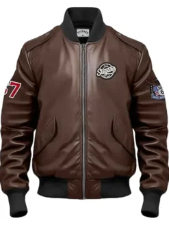 Stegaro Brown Vintage Bomber Leather Jacket