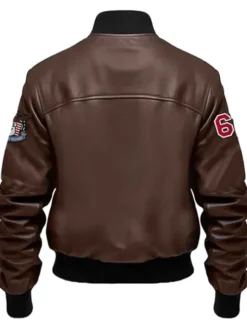 Stegaro Brown Vintage Bomber Leather Jacket Back