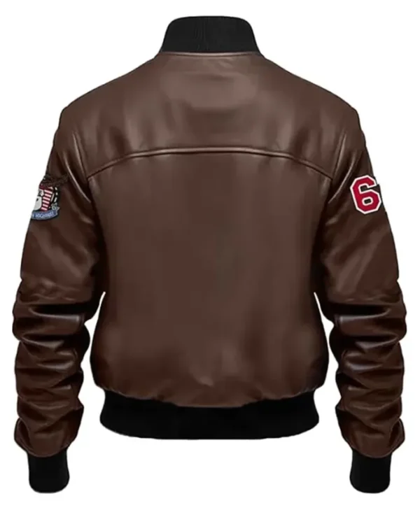 Stegaro Brown Vintage Bomber Leather Jacket Back