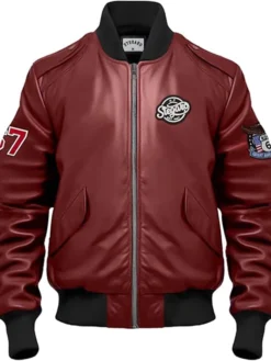 Stegaro Maroon Leather Bomber Jacket