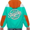 Stegaro Orange And Green Hooded Jacket Back