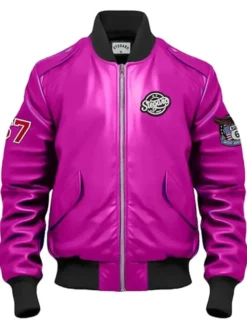 Stegaro Pink Vintage Bomber Leather Jacket