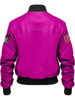 Stegaro Pink Vintage Bomber Leather Jacket Back