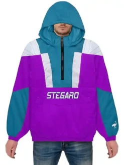 Stegaro Purple And Blue Hooded Jacket