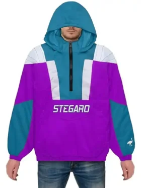Stegaro Purple And Blue Hooded Jacket